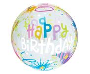 Balón Happy Birthday transparentný guľa