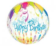 Balón Happy Birthday transparentný guľa
