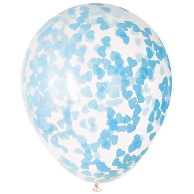 Balóny so srdcovými konfetami modré
