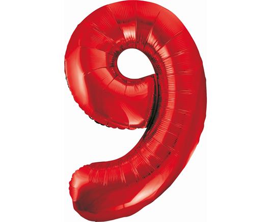 Fóliový balón č.9 červený 85 cm